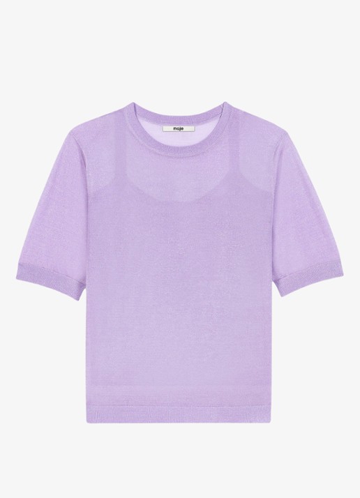 Maje Semi-transparante top met lurex - voorkant 4 paars