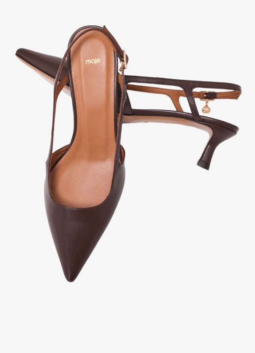 Maje Slingback van kalfsleer - achterkant 8 bruin