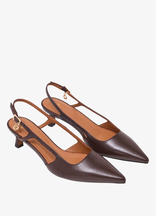 Maje Slingback van kalfsleer - detail 4 bruin
