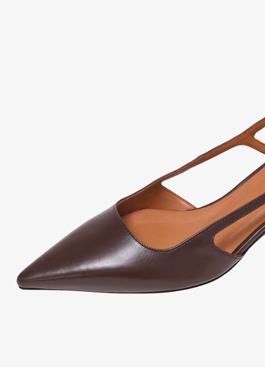 Maje Slingback van kalfsleer - detail 6 bruin