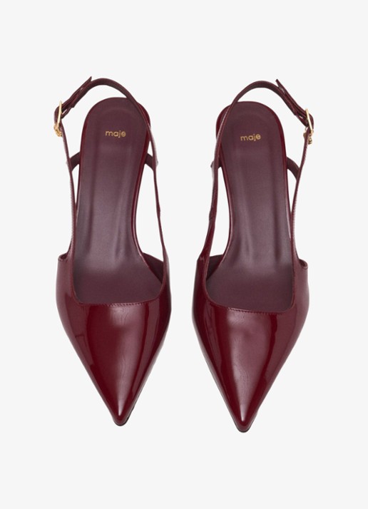 Maje Slingback van lakleer - detail bordeauxrood