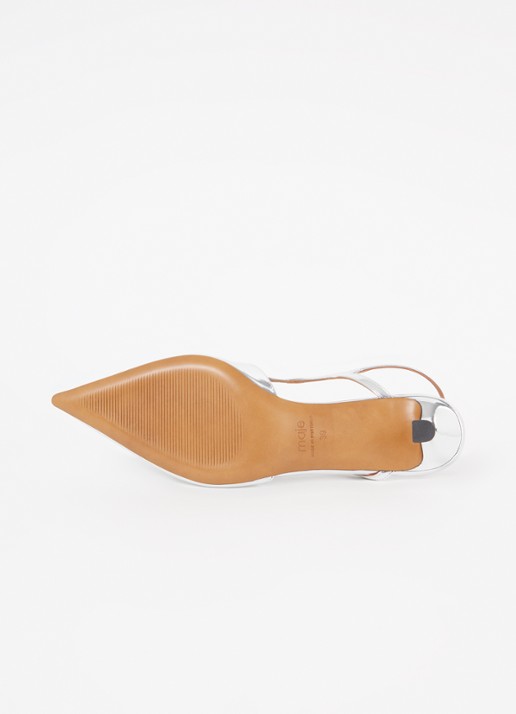 Maje Slingback van leer met metallic finish - detail 4 zilver