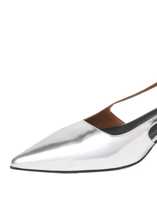 Maje Slingback van leer met metallic finish - detail 3 zilver