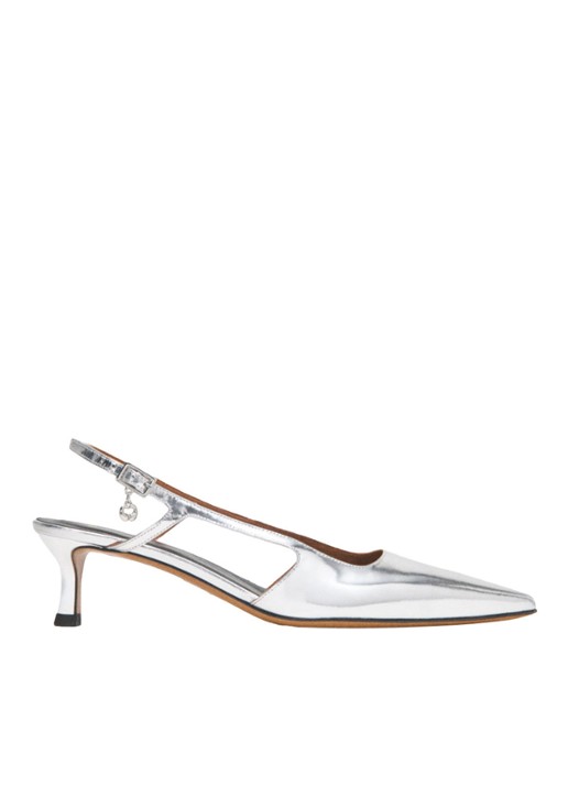Maje Slingback van leer met metallic finish