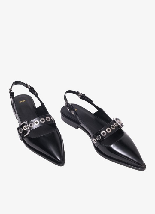 Maje Slingback van leer - detail jeans
