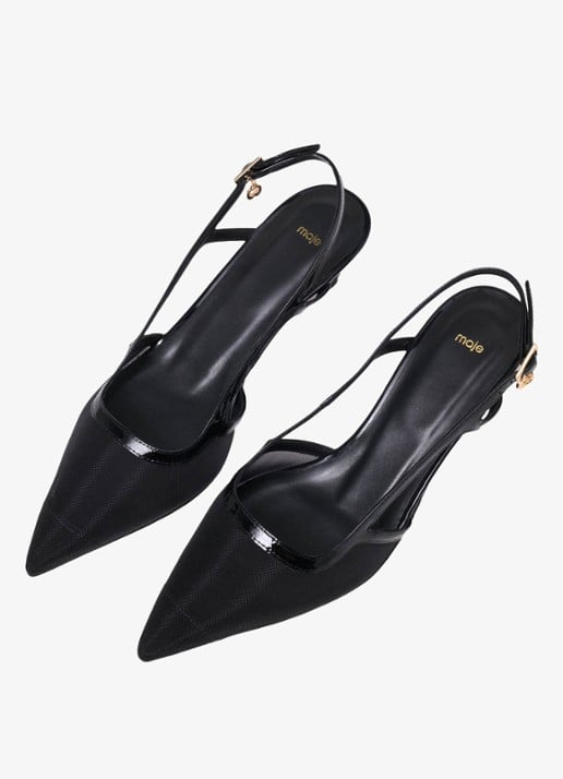 Maje Slingbacks van leer met mesh details - detail jeans