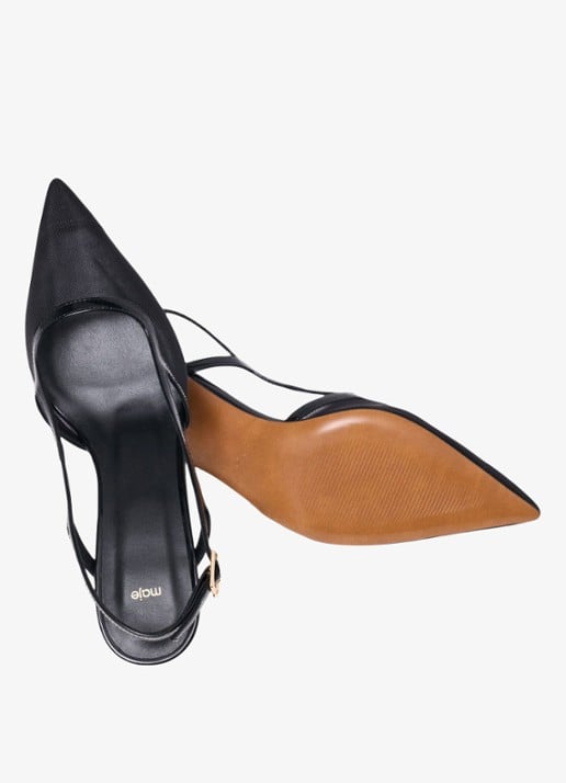 Maje Slingbacks van leer met mesh details - detail 5 jeans