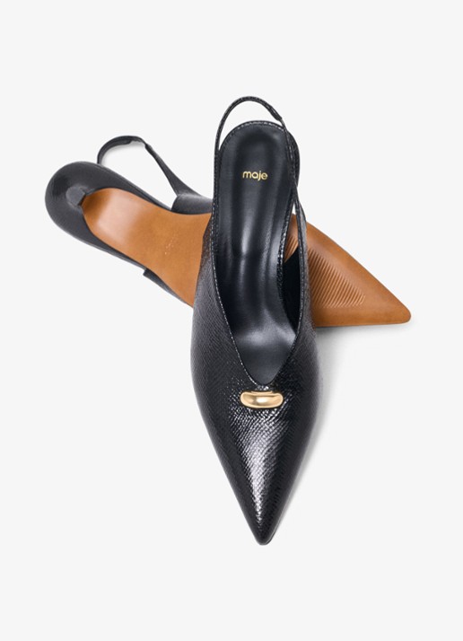 Maje Slingbacks van leer - detail 5 zwart