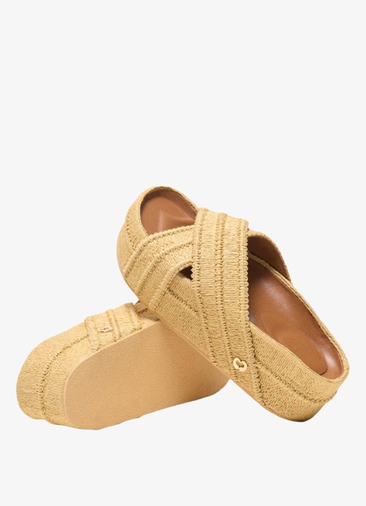 Maje Slipper met gevlochten detail en plateauzool - detail 4 beige