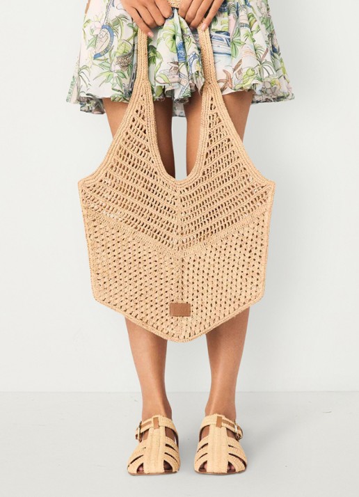 Maje Stephan City schoudertas met gevlochten detail - detail 6 beige