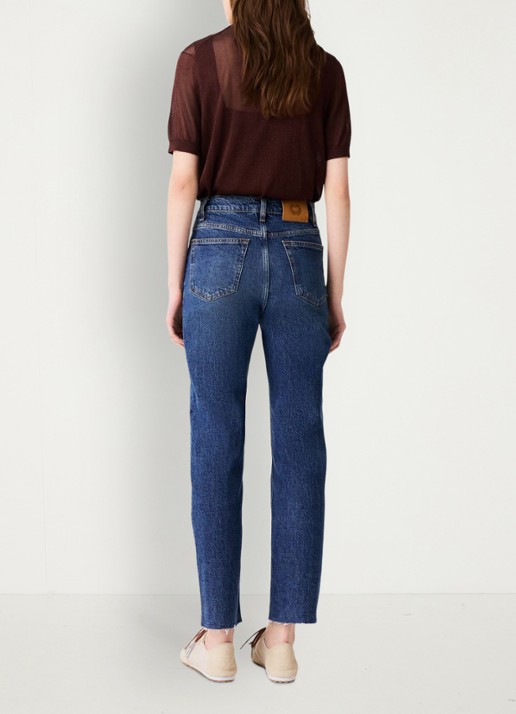 Maje Straight leg jeans met sierlijke broche - achterkant 3 donkerblauw