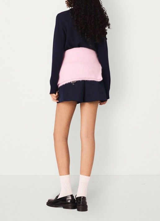 Maje Sweater in wolblend met print - achterkant donkerblauw