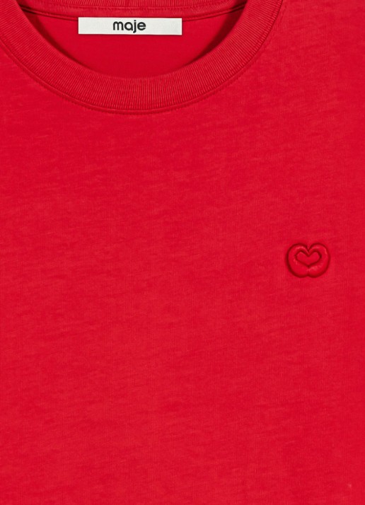 Maje T-shirt met borduring - detail 5 steenrood