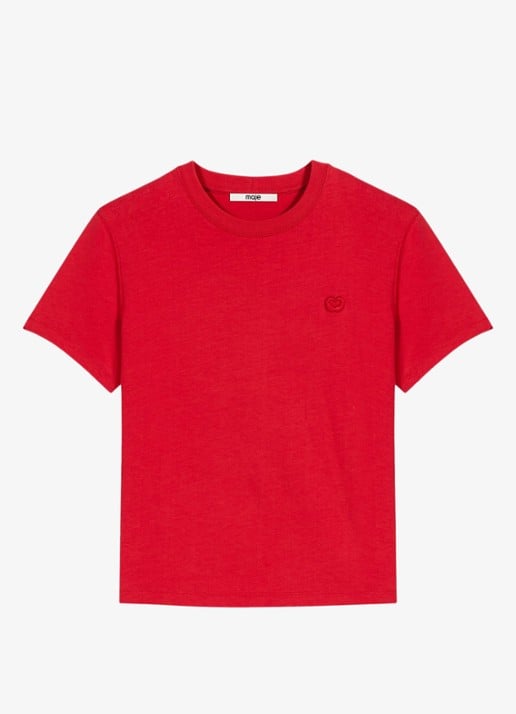 Maje T-shirt met borduring - voorkant 7 steenrood