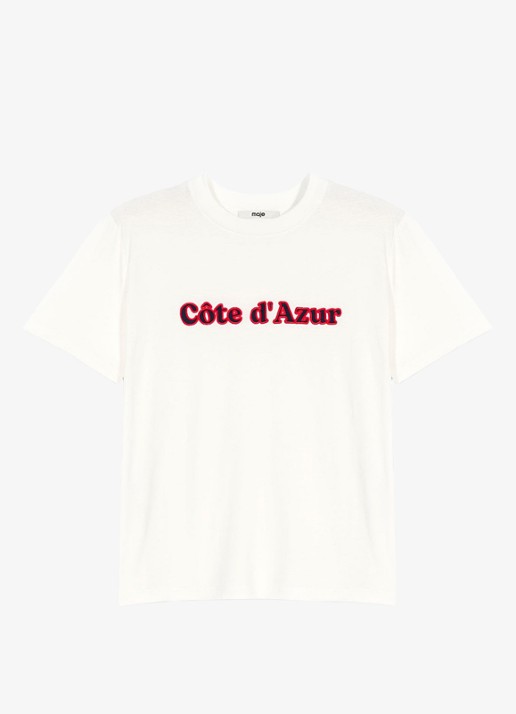Maje T-shirt met borduring - voorkant wit