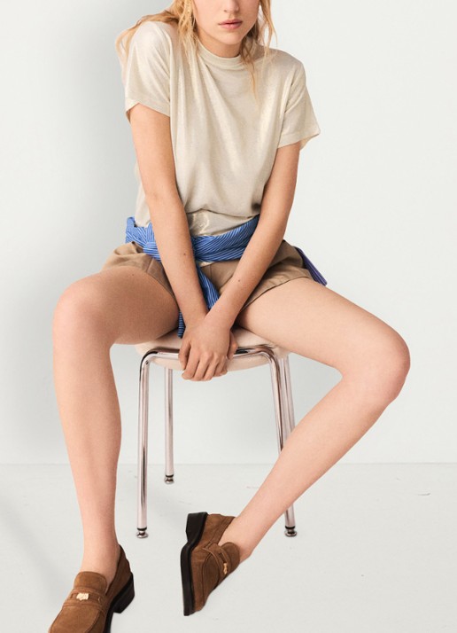 Maje T-shirt met glanzende finish - detail 4 goud