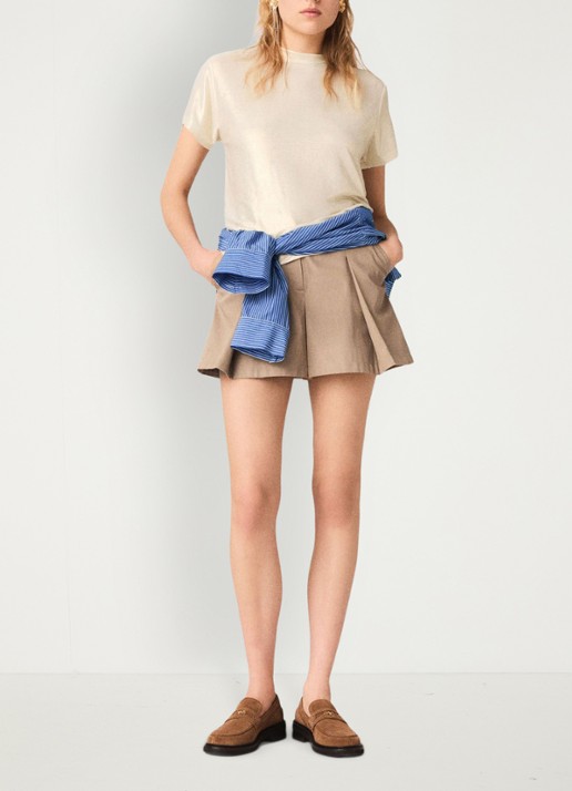 Maje T-shirt met glanzende finish - voorkant 7 goud
