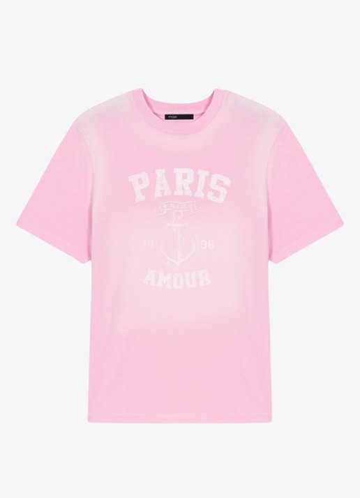 Maje T-shirt met print - voorkant roze