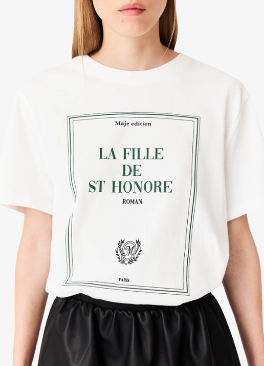 Maje T-shirt met print - detail 4 wit