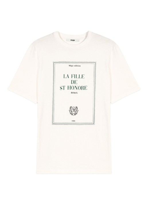 Maje T-shirt met print - voorkant 6 wit