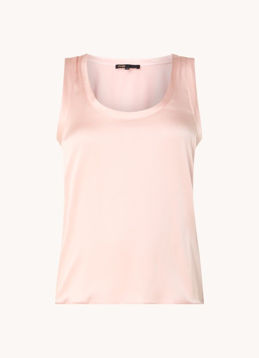 Maje Tanktop in zijdeblend met glanzende finish - voorkant 3 lichtroze