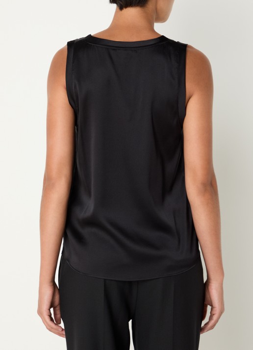 Maje Tanktop in zijdeblend met glanzende finish - achterkant 4 zwart