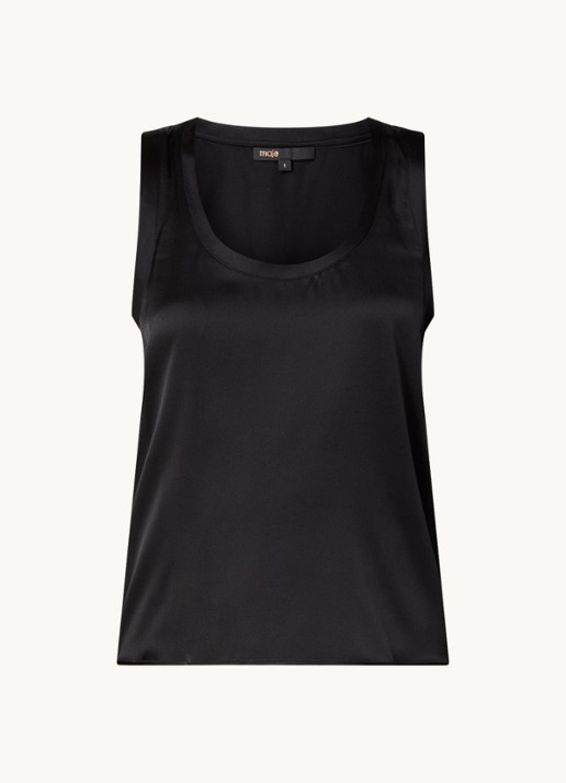 Maje Tanktop in zijdeblend met glanzende finish - voorkant zwart