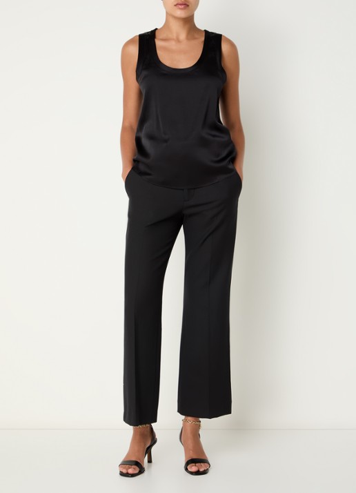 Maje Tanktop in zijdeblend met glanzende finish - voorkant 2 zwart