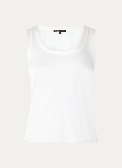 Maje Tanktop in zijdeblend met glanzende finish - voorkant wit