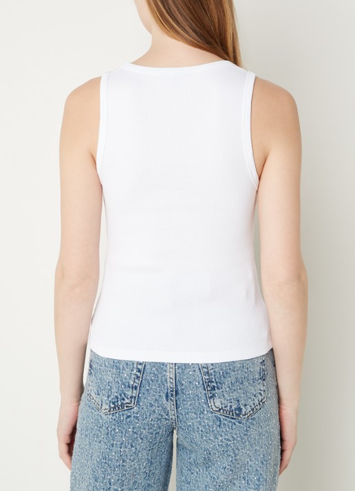 Maje Tanktop met ribstructuur en logoborduring - achterkant 4 wit
