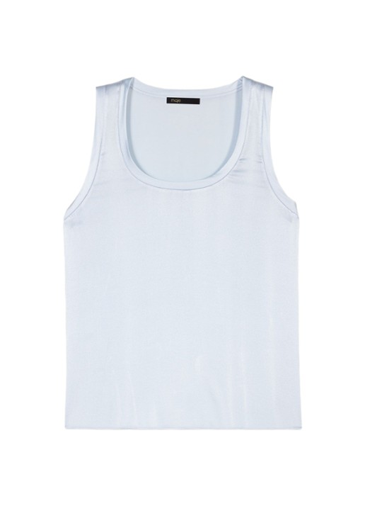 Maje Tanktop van zijde - voorkant lichtblauw