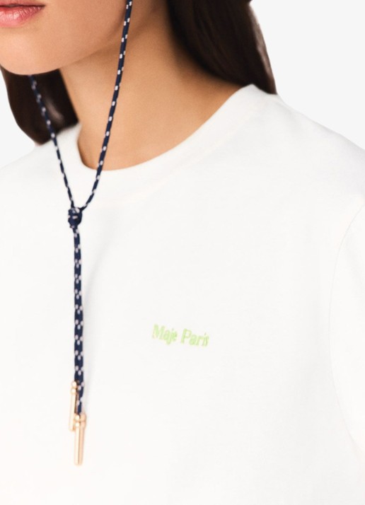 Maje Timocktaila T-shirt met logo- en backprint - detail 3 wit