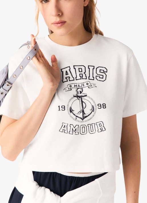 Maje Tink T-shirt met print - detail 7 wit