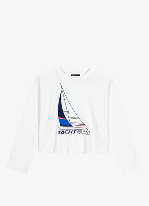 Maje Tiyacht longsleeve met print - voorkant 5 wit