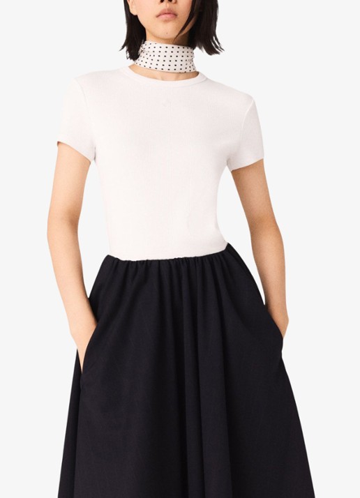 Maje Tono T-shirt met ribstuctuur