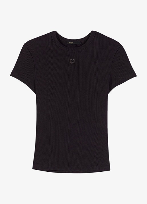 Maje Tono T-shirt met ribstuctuur