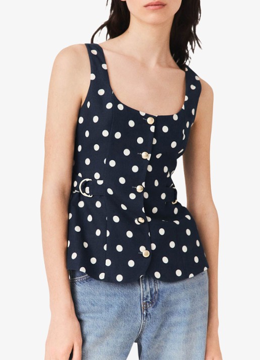 Maje Top in linnenblend met stippenprint