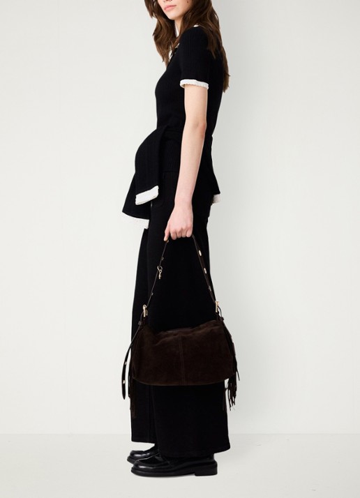 Maje Top met ribstructuur - detail 4 zwart
