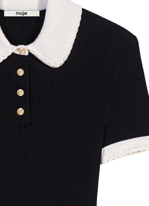Maje Top met ribstructuur - detail 7 zwart