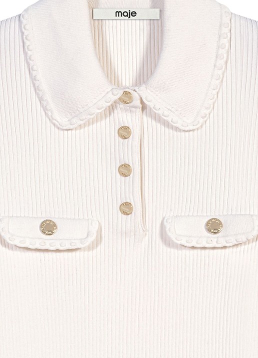 Maje Top met ribstructuur - detail 8 creme