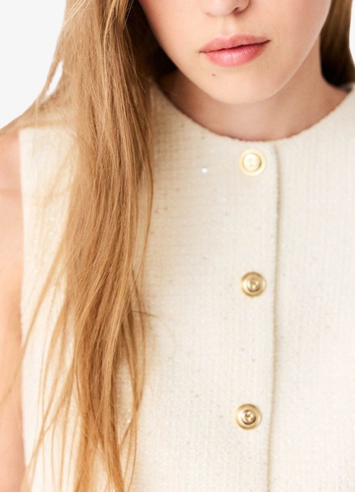 Maje Top van bouclé met opgestikte zakken - detail 4 beige