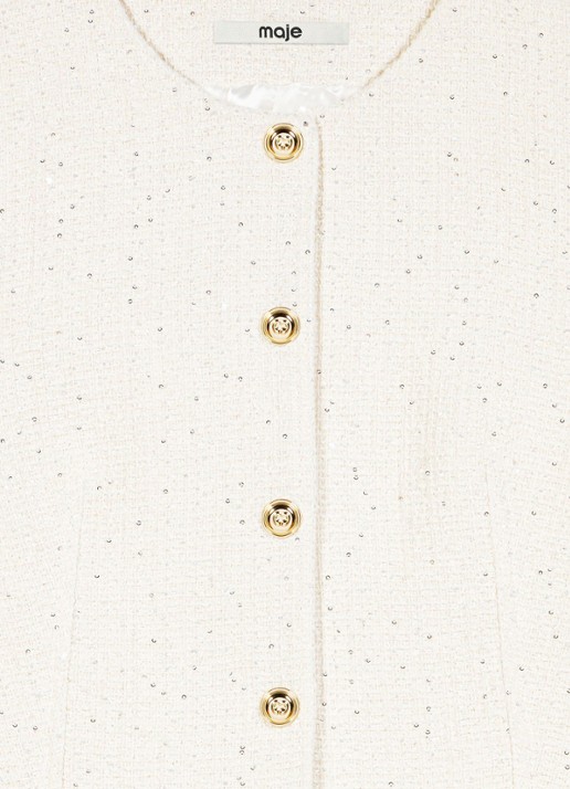Maje Top van bouclé met opgestikte zakken - detail 5 beige