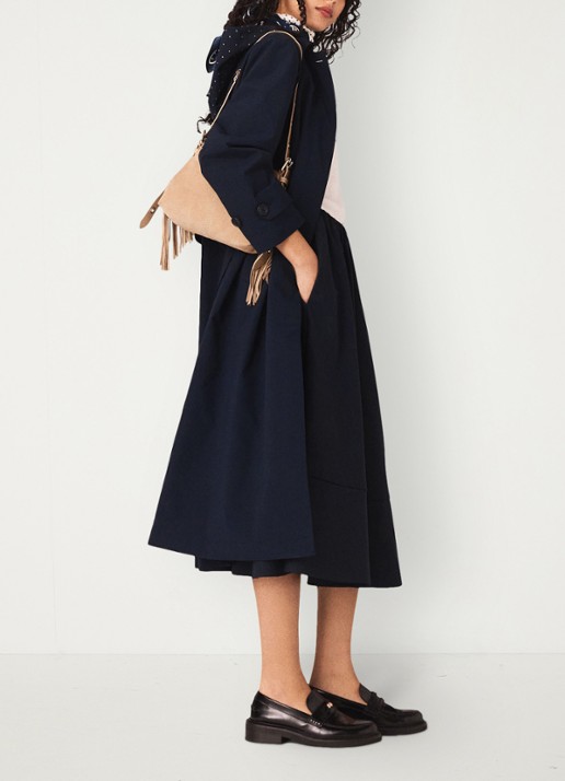 Maje Trenchcoat met ceintuur en afneembare capuchon - detail 6 donkerblauw