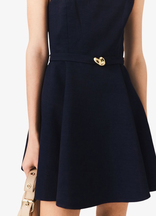 Maje Uitlopende jurk met bandjes - detail 5 donkerblauw