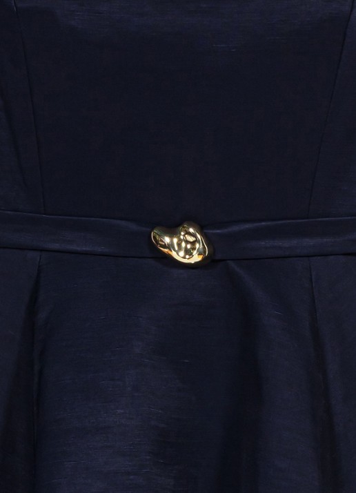 Maje Uitlopende jurk met bandjes - detail 6 donkerblauw