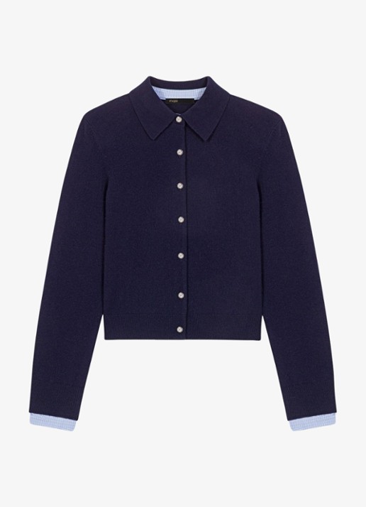Maje Vest met polokraag in kasjmierblend - voorkant 2 donkerblauw