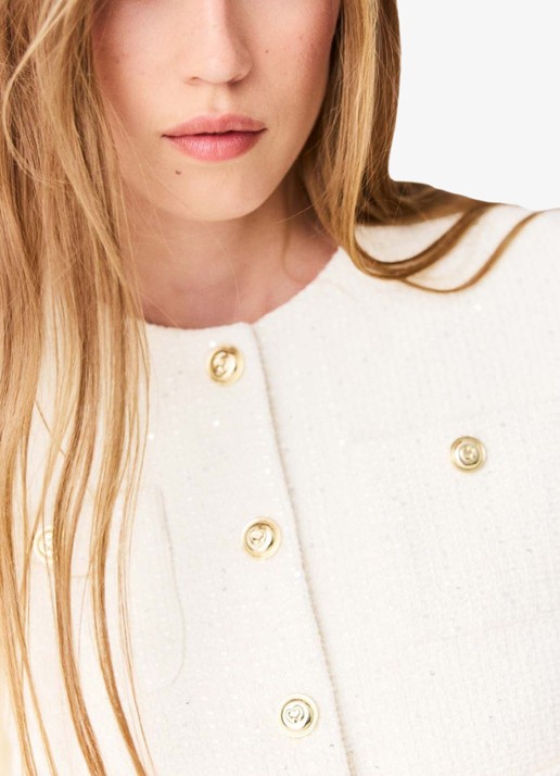 Maje Vest van bouclé met opgestikte zakken - detail 5 beige