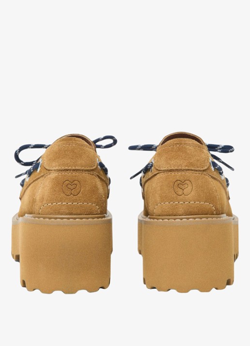 Maje Veterboots van suède met platform - achterkant bruin