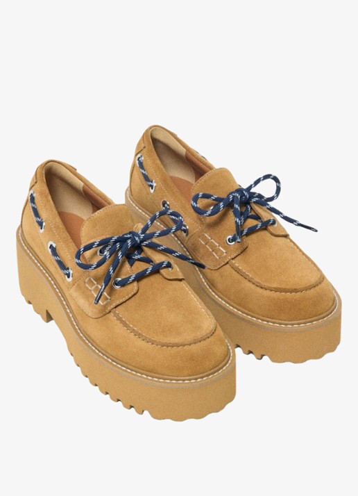 Maje Veterboots van suède met platform - detail 4 bruin