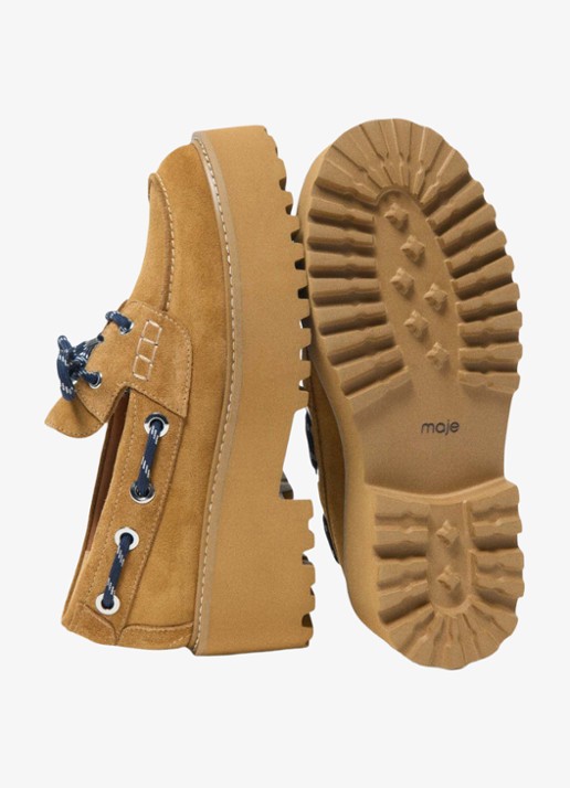 Maje Veterboots van suède met platform - detail 5 bruin